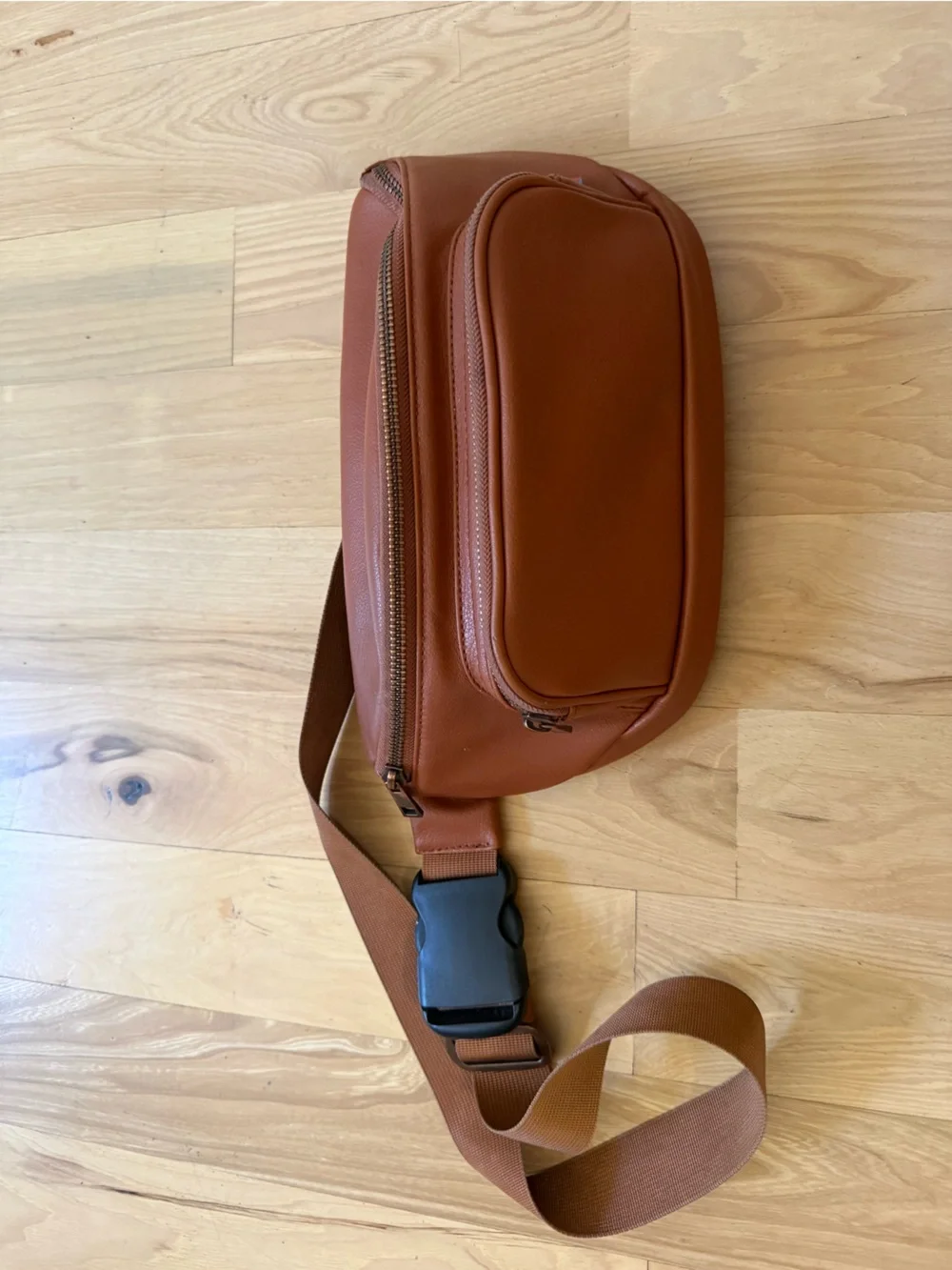 Kibou Travel Diaper Bag/Fanny Pack Vegan Leather Brown 11